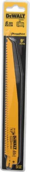 DeWALT - 9" Long, Bi-Metal Reciprocating Saw Blade - Tapered Profile, 6 TPI, Toothed Edge, Universal Shank - A1 Tooling