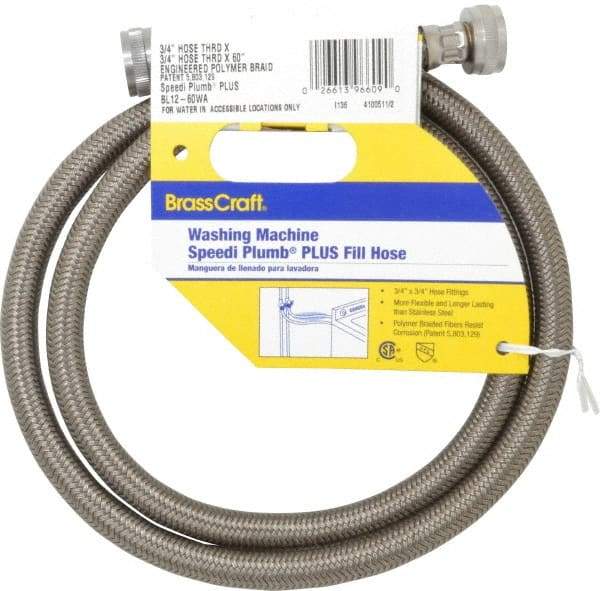 Brass Craft - 3/4" Hose Bibb Inlet, 3/4" Hose Bibb Outlet, Brass Flexible Connector - Braided Stainless Steel, Use with Washers - A1 Tooling