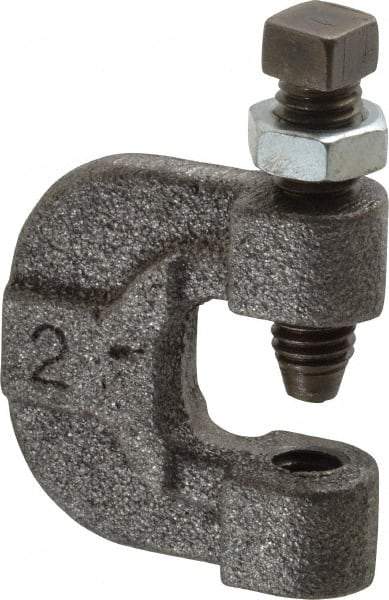 Made in USA - 3/4" Max Flange Thickness, 3/8" Rod C-Clamp with Locknut - 400 Lb Capacity, Ductile Iron - A1 Tooling