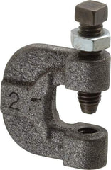 Made in USA - 3/4" Max Flange Thickness, 3/8" Rod C-Clamp with Locknut - 400 Lb Capacity, Ductile Iron - A1 Tooling