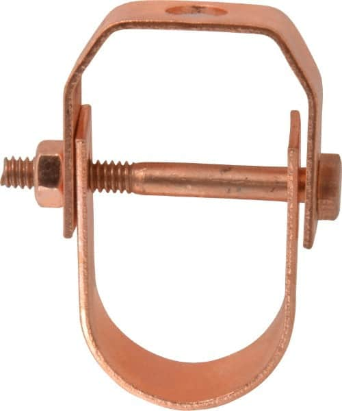 Value Collection - 1-1/4" Pipe, 3/8" Rod, Carbon Steel Adjustable Clevis Hanger - Copper Plated, 250 Lb Capacity - A1 Tooling