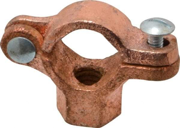 Value Collection - 1/2" Pipe, 3/8" Rod, Copper Plated Split Clamp - 180 Lb Capacity, Malleable Iron - A1 Tooling