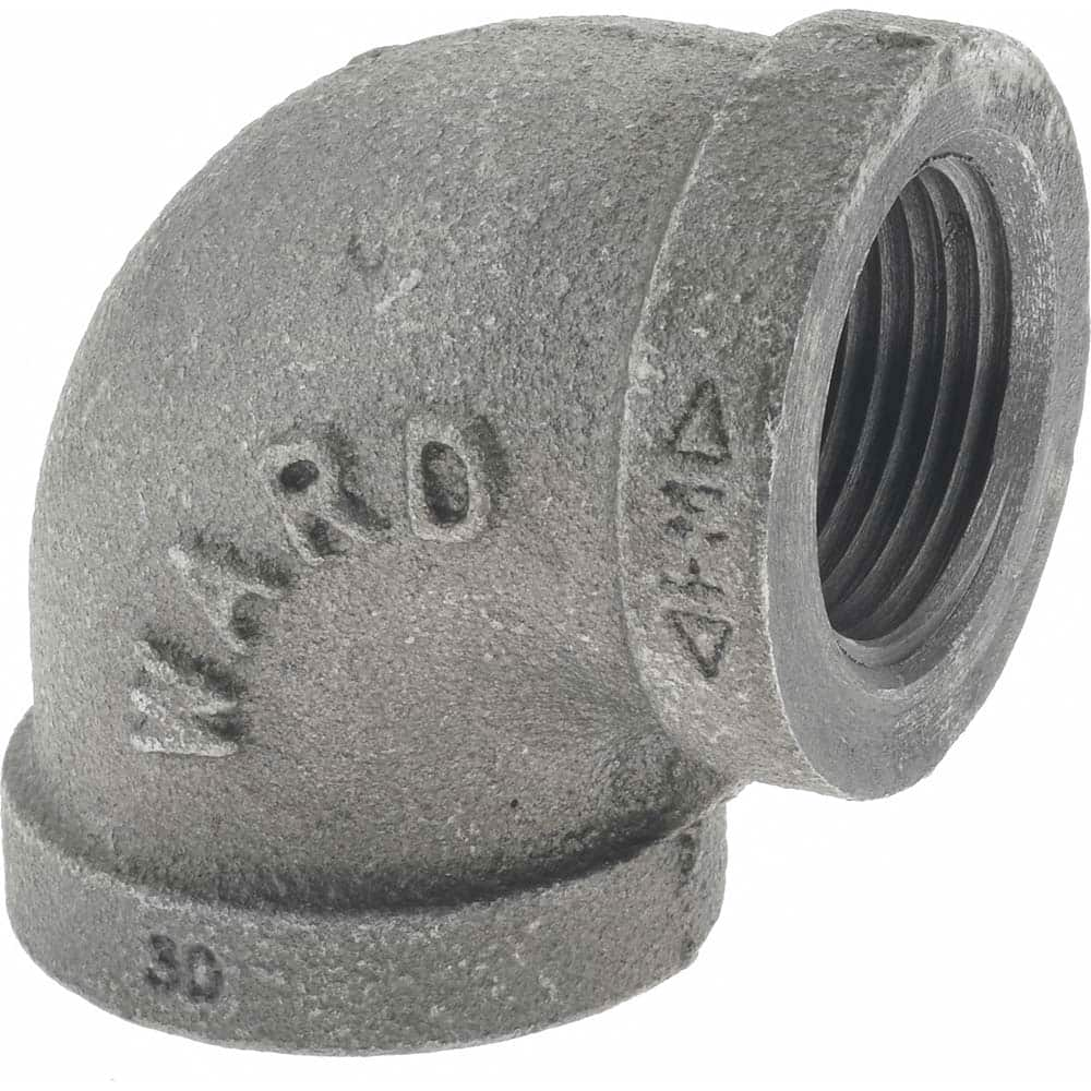 Black 90 ° Elbow: 3/4″, 150 psi, Threaded Malleable Iron, Black Finish, Class 150