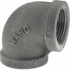 Black 90 ° Elbow: 1″, 150 psi, Threaded Malleable Iron, Black Finish, Class 150