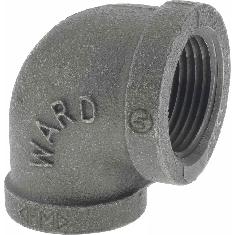 Black 90 ° Elbow: 1 x 3/4″, 150 psi, Threaded Malleable Iron, Black Finish, Class 150