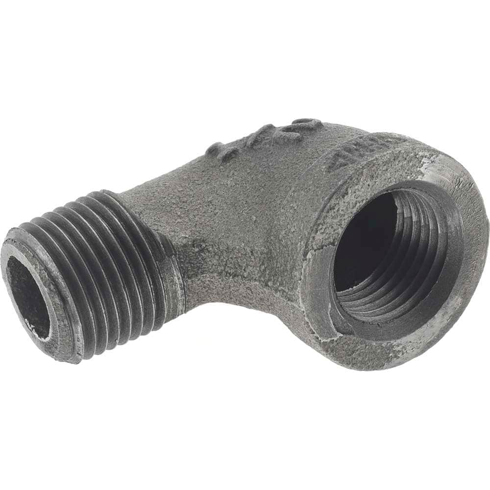 Black 90 ° Street Elbow: 1/2″, 150 psi, Threaded Malleable Iron, Black Finish, Class 150