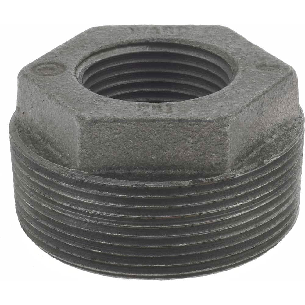 Black Hex Bushing: 2 x 1″, 125 psi, Threaded Cast Iron, Black Finish, Class 125