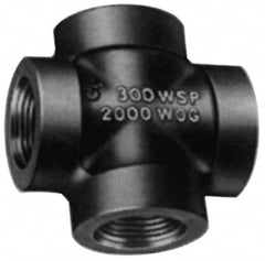 Made in USA - Size 2", Class 300, Malleable Iron Black Pipe Cross - 300 psi, Threaded End Connection - A1 Tooling