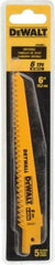 DeWALT - 6" Long, Bi-Metal Reciprocating Saw Blade - Tapered Profile, 6 TPI, Toothed Edge, Universal Shank - A1 Tooling