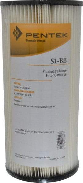 Pentair - 4-1/2" OD, 20µ, Resin Cellulose Pleated Cartridge Filter - 9-3/4" Long, Reduces Sediments - A1 Tooling