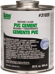 Oatey - 32 oz Medium Bodied Cement - Clear, Use with PVC up to 6" Diam - A1 Tooling