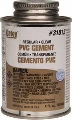 Oatey - 4 oz Regular Bodied Cement - Clear, Use with Schedule 40 PVC up to 4" Diam & Schedule 80 PVC up to 2" Diam - A1 Tooling