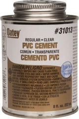 Oatey - 8 oz Regular Bodied Cement - Clear, Use with Schedule 40 PVC up to 4" Diam & Schedule 80 PVC up to 2" Diam - A1 Tooling