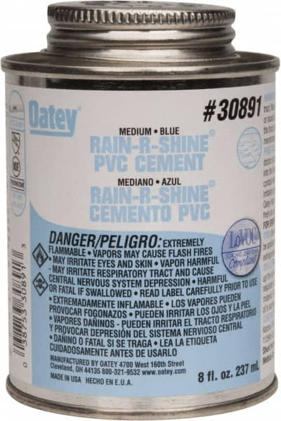 Oatey - 8 oz Medium Bodied Cement - Blue, Use with PVC up to 6" Diam - A1 Tooling