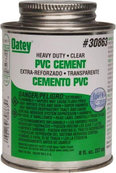 Oatey - 8 oz Heavy Duty Cement - Clear, Use with PVC up to 12" Diam - A1 Tooling