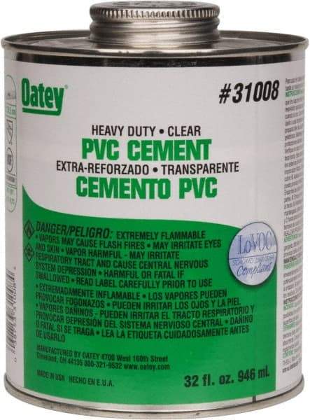 Oatey - 32 oz Heavy Duty Cement - Clear, Use with PVC up to 12" Diam - A1 Tooling