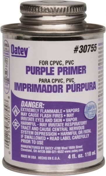 Oatey - 4 oz All Purpose Primer/Cleaner - Purple, Use with PVC & CPVC - A1 Tooling