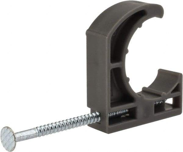 Oatey - 3/4" Pipe, Ribbed Pipe Clamp with Nail - Gray, Polyethylene - A1 Tooling