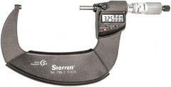 Starrett - Standard Throat IP67 Electronic Outside Micrometer - Ratchet Stop Thimble, Carbide Face, CR2032 Battery - A1 Tooling