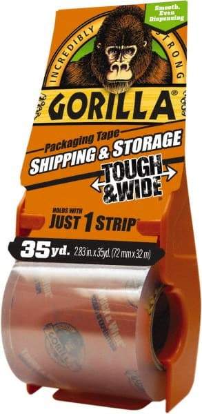 Gorilla Tape - 2-7/8" x 35 Yd Clear Acrylic Adhesive Packaging Tape - BOPP Film Backing, 3.4 mil Thick, 44 Lb Tensile Strength - A1 Tooling