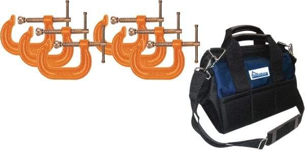 Gibraltar - 4" Max Opening Capacity, Deep Throat Standard C-Clamp Set - 6,200 Lb Load Capacity - A1 Tooling