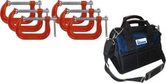 Gibraltar - 6" Max Opening Capacity, Deep Throat Standard C-Clamp Set - 6,600 Lb Load Capacity - A1 Tooling