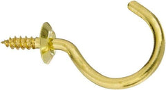 National Mfg. - 15 Lb Capacity, 1.51" Projection, Solid Brass All Purpose Hook - 0.44" Thread Length, 1-1/2" OAL, 0.15" Wire Diam - A1 Tooling