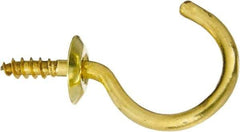 National Mfg. - 15 Lb Capacity, 1-1/4" Projection, Solid Brass All Purpose Hook - 0.48" Thread Length, 1-1/4" OAL, 0.14" Wire Diam - A1 Tooling