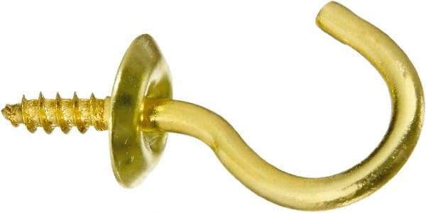 National Mfg. - 10 Lb Capacity, 0.76" Projection, Solid Brass All Purpose Hook - 0.3" Thread Length, 3/4" OAL, 0.09" Wire Diam - A1 Tooling