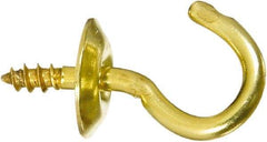 National Mfg. - 5 Lb Capacity, 1/2" Projection, Solid Brass All Purpose Hook - 0.2" Thread Length, 1/2" OAL, 0.07" Wire Diam - A1 Tooling