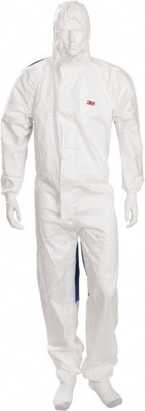 Non-Disposable Rain & Chemical-Resistant Coverall: Blue & White Zipper Closure