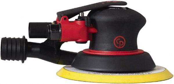 Chicago Pneumatic - 12,000 OPM, 16 CFM Air Consumption, 90 psi Air Pressure, Palm Air Orbital Sander - Round Pad, Hook & Loop Backing, 1/4" Inlet - A1 Tooling