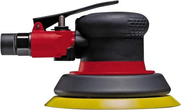 Chicago Pneumatic - 12,000 OPM, 19 CFM Air Consumption, 90 psi Air Pressure, Palm Air Orbital Sander - Round Pad, Hook & Loop Backing, 1/4" Inlet - A1 Tooling