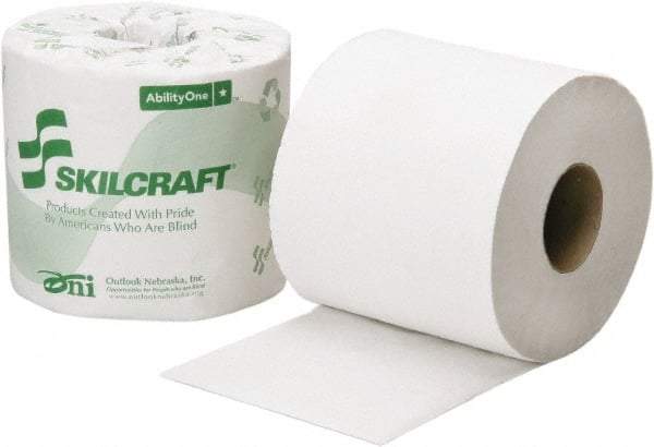 Ability One - 1,000' Roll Length x 3-3/4" Sheet Width, Standard Roll Toilet Tissue - 1,000 Sheets per Roll, Single Ply, White, Recycled Fiber - A1 Tooling