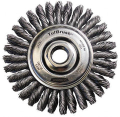 Osborn - 4-1/8" OD, 5/8-11 Arbor Hole, Stringer Bead Steel Wheel Brush - 3/16" Face Width, 7/8" Trim Length, 0.02" Filament Diam, 20,000 RPM - A1 Tooling