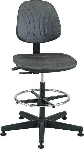 Bevco - 19 to 26-1/2" High Pneumatic Height Adjustable Chair - 27" Wide x 27" Deep, Polyurethane Seat, Black - A1 Tooling