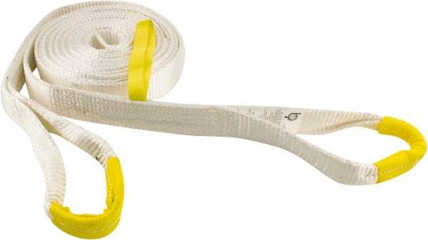 Erickson Manufacturing - 30' Long x 2" Wide, 18,000 Lb Basket Capacity, Polyester Blend Web Sling - White - A1 Tooling