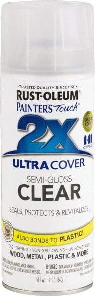 Rust-Oleum - Clear, Semi Gloss, Enamel Spray Paint - 8 Sq Ft per Can, 12 oz Container, Use on Multipurpose - A1 Tooling