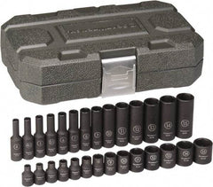 GearWrench - 28 Piece 1/4" Drive Black Finish Deep Well Impact Socket Set - 6 Points, 4mm to 11mm Range, Metric Measurement Standard - A1 Tooling