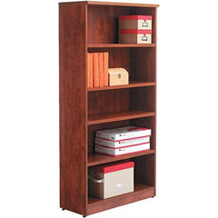 ALERA - 5 Shelf, 65" High x 31-3/4" Wide Bookcase - 14" Deep, Woodgrain Laminate, Medium Cherry - A1 Tooling