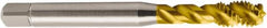 Seco - M8x1.25 Metric 3 Flute 6G Modified Bottoming Spiral Flute Tap - Cobalt, TiN Finish, 91.7mm OAL, Right Hand Flute, Right Hand Thread, H6 - Exact Industrial Supply