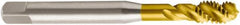 Seco - 5/16-18 UNC 3 Flute 2B Modified Bottoming Spiral Flute Tap - Powdered Metal, TiN Finish, 91.7mm OAL, Right Hand Flute, Right Hand Thread, H6 - Exact Industrial Supply