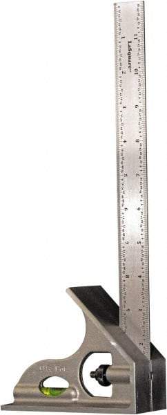 LaGesse Products - 2 Piece, 12" Combination Square Set - 1/16, 1/32, 1/64 & 1/8" (Inch) Graduation, Stainless Steel Blade, Aluminum Square Head - A1 Tooling