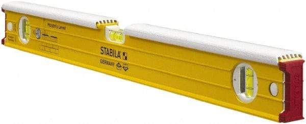 Stabila - 24" Long 3 Vial Spirit Level - Aluminum, Yellow, 2 Plumb & 1 Level Vials - A1 Tooling