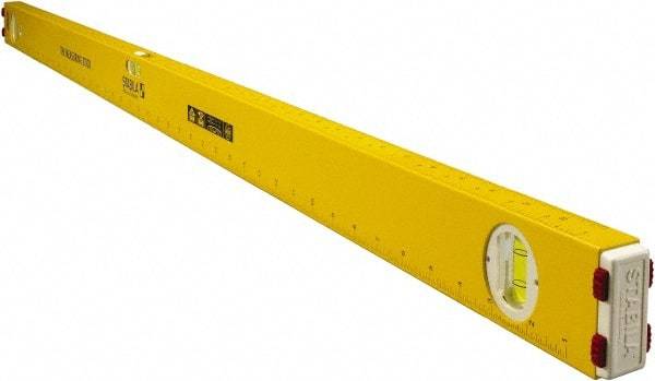 Stabila - 48" Long 3 Vial Spirit Level - Aluminum, Yellow, 2 Plumb & 1 Level Vials - A1 Tooling