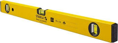 Stabila - 24" Long 3 Vial Box Beam Level - Aluminum, Yellow, 2 Plumb & 1 Level Vials - A1 Tooling