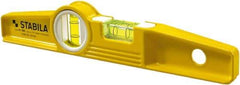 Stabila - 10" Long 2 Vial Torpedo Level - Die Cast, Yellow, 1 Plumb & 1 Level Vial - A1 Tooling