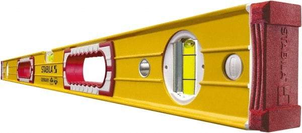 Stabila - Magnetic 36" Long 3 Vial Box Beam Level - Aluminum, Yellow, 2 Plumb & 1 Level Vials - A1 Tooling