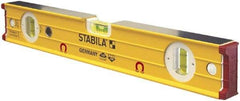 Stabila - Magnetic 16" Long 3 Vial Box Beam Level - Aluminum, Yellow, 2 Plumb & 1 Level Vials - A1 Tooling