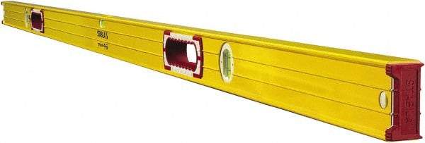 Stabila - 72" Long 3 Vial Box Beam Level - Aluminum, Yellow, 2 Plumb & 1 Level Vials - A1 Tooling